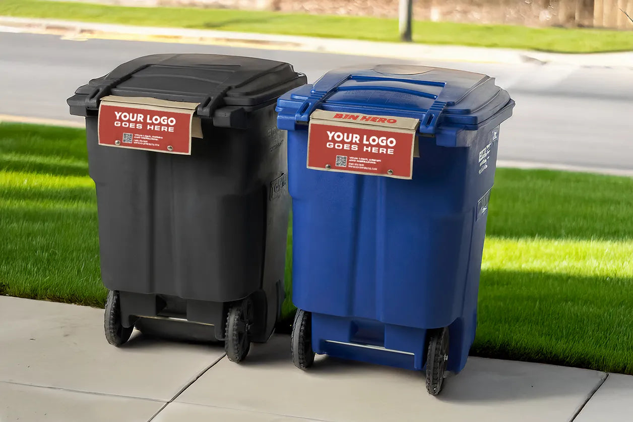 Bin Hero™ Custom-Branded Outdoor Trash Can Guard & Ad Banner